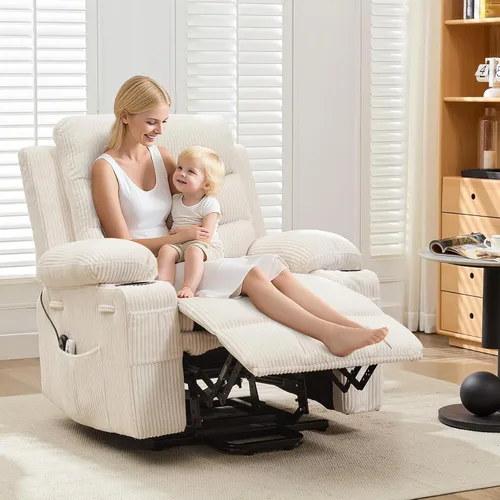 Silla reclinable eléctrica para personas mayores con masaje y calor, reclinables eléctricos de gran tamaño, asiento de cine en casa con 2 portavasos