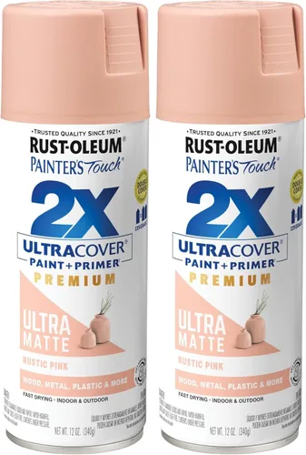 Rust-Oleum 355035 Painter's Touch 2X Ultra Cover - Pintura en aerosol de 12 onzas, rosa rústico ultra mate (paquete de 2)