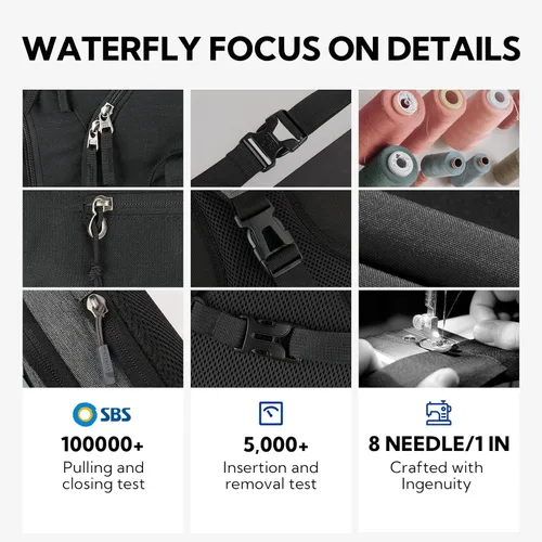 Miniatura 8 de Bolso de hombro WATERFLY, morrales, bolsos, mochilas triangulares cruzadas sobre el cuerpo, de soga, para senderismo o mochilas multiuso y bolsa