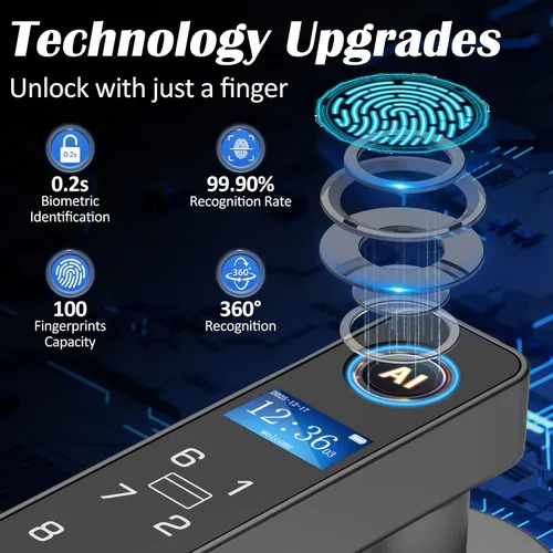 Miniatura 4 de Cerradura de puerta de entrada sin llave con código RFID tarjeta NFC APP Keypad, manija de puerta interior biométrica inteligente automática