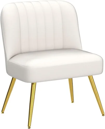 Miniatura 4 de Andeworld Juego de 2 sillas decorativas modernas, tapizadas de gamuza sintética, sillas de sala de estar, elegantes sillas pequeñas sin brazos