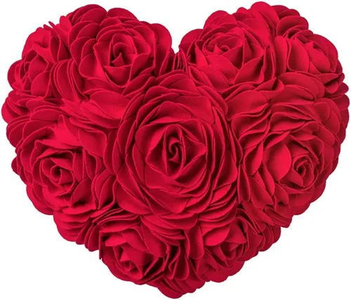 Miniatura 10 de JWH - Funda de cojín para el día de San Valentín con forma de corazón y diseño estético de flores en 3D, funda de cojín de terciopelo, decoración