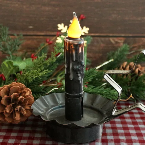 Miniatura 4 de CVHOMEDECO. Velas de cera real sumergidas a mano con temporizador LED con pilas, velas cónicas sin llama primitivas del país, 4-3/4 pulgadas, negro
