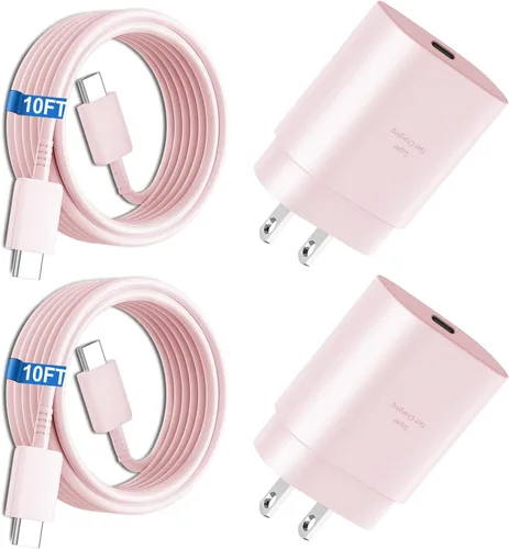 Miniatura 8 de Cargador súper rápido tipo C, bloque de cargador de pared rápido USB C de 25 W y cable de carga rápida súper largo de 8 pies para Samsung Galaxy