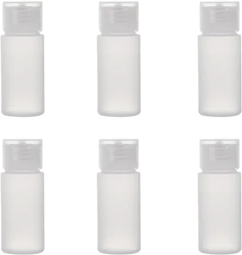 ALINK - Botellas vacías de plástico para artículos de tocador de viaje, 1 onza, paquete de 6 recipientes para líquidos con etiquetas