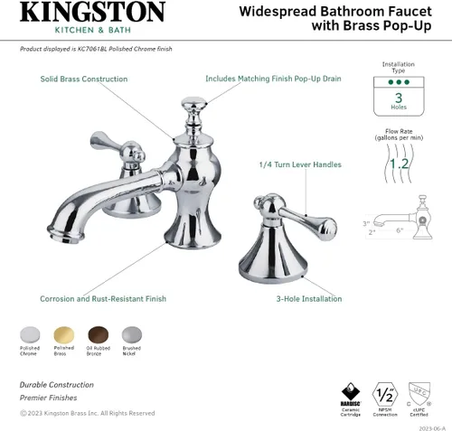 Miniatura 5 de Kingston Brass KC7068BL Grifo de lavabo generalizado con ventana emergente de latón, alcance de boquilla de 5-5/8 pulgadas, níquel cepillado