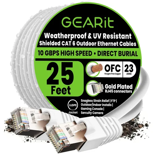 Miniatura 10 de GEARit Cable Ethernet Cat6 para exteriores (75 pies), 23AWG cobre puro, FTP, LLDPE, impermeable, enterramiento directo, subterráneo, resistente a