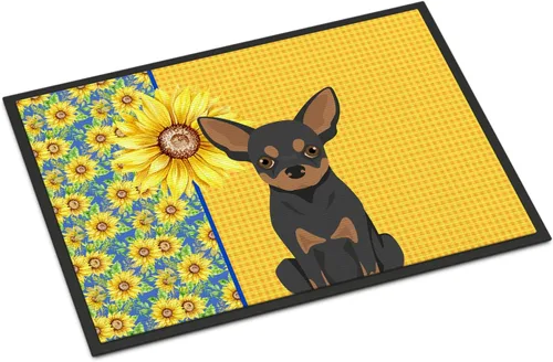 Miniatura 119 de Caroline's Treasures WDK5313MAT Airedale Terrier - Tapete para puerta delantera de 18 x 27 pulgadas, diseño de girasoles de verano, para entrada