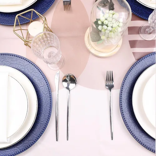 Miniatura 6 de Platos de carga azul marino con bordes abalorios, juego de 6 platos de plástico para bodas a granel para platos de cena, decoración de mesa