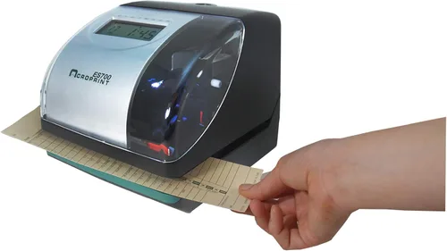 Miniatura 5 de Acroprint Máquina electrónica de reloj de tiempo - Máquina de sellos de tiempo para empleados, ideal para pequeñas empresas, acomoda tarjetas