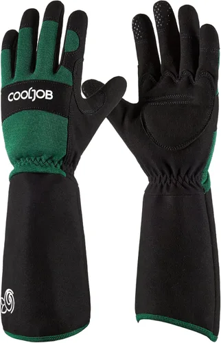 COOLJOB Guantes de jardín de poda de rosas a prueba de espinas para hombres, manga larga, acolchados, para trabajo en el patio, para arbusto, mora,
