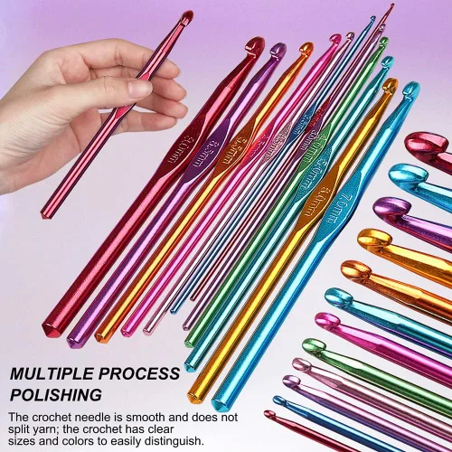 Miniatura 6 de Katech - Kit de ganchos de ganchillo con estuche, juego de 85 piezas de ganchillo, ganchos ergonómicos para tejer, agujas de tejer, kits de hilo