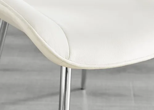 Miniatura 9 de Furniturebox - Juego de 2 sillas de comedor Pesaro, terciopelo crema, plateado, patas de metal cromado, modernas, contemporáneas, de lujo, sillas