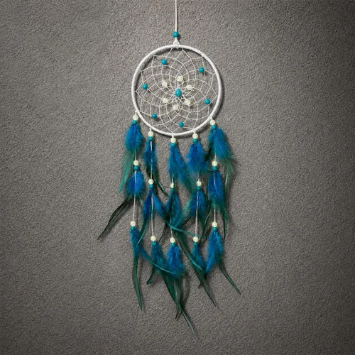Miniatura 7 de AWLEE Atrapasueños Árbol de la Vida con Plumas Hechas a Mano en Azul para Niños, Decoración de Pared para Dormitorio de Niños, Arte de Pared