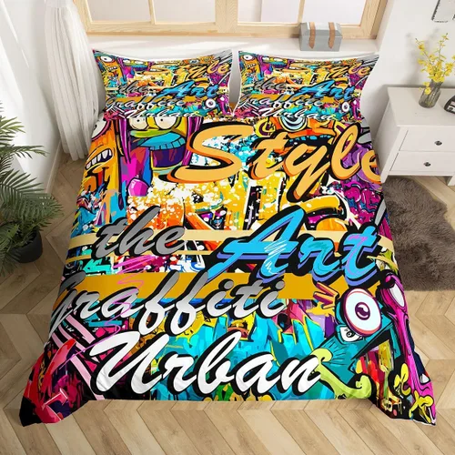 Miniatura 15 de Juego de ropa de cama con diseño de dibujos animados para niñas, niños, mascotas, gatos, funda de edredón con luz de neón, funda de edredón colorida