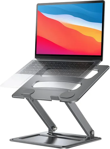 LORYERGO Soporte ajustable para laptop, portátil para portátiles de 17.3 pulgadas, soporta hasta 17.6 libras, postura ergonómica y disipación de Gris