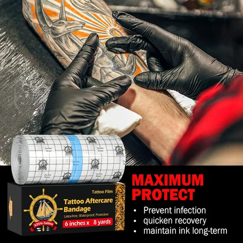Miniatura 3 de AZEN Vendaje de cuidado posterior para tatuajes, 6 x 8 yardas, cinta impermeable para cubrir la segunda piel, envoltura curativa, suministros