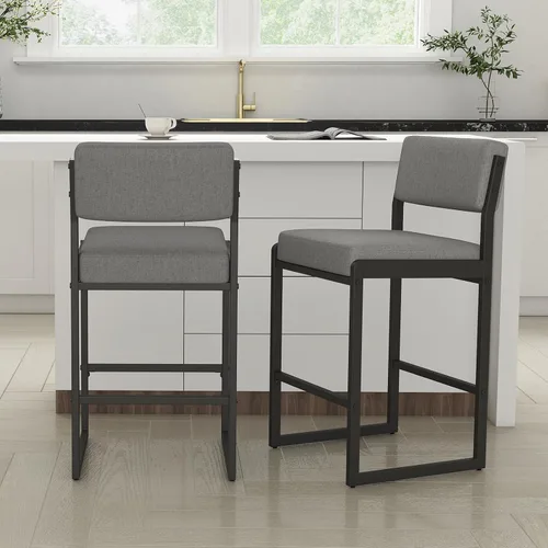 Miniatura 35 de SAECKBERG Taburetes de bar modernos de altura de mostrador, sillas de barra de 26 pulgadas de altura con respaldo, taburetes tapizados, taburetes