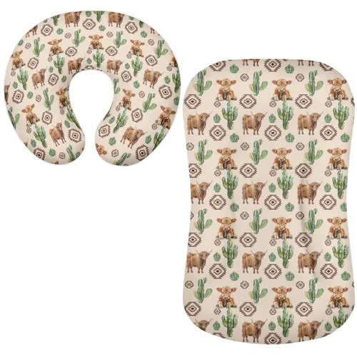 Miniatura 6 de Funda para tumbona de bebé floral de hongos bohemios y funda de almohada de lactancia, 2 piezas, ovalada, reloj de arena, rectangular, para moisés