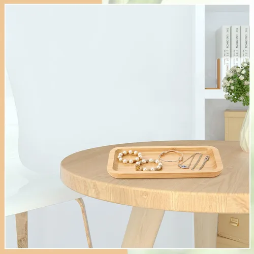 Miniatura 7 de Bandeja de tocador de bambú, bandeja de encimera de baño, organizador rectangular de madera para dispensador de jabón, velas, joyas, perfumes, 9.8 x