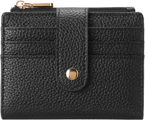 Miniatura 7 de GOIACII - Cartera pequeña para mujer de cuero genuino con bloqueo RFID, bolsillo con cremallera, plegable, tarjetero con ventana
