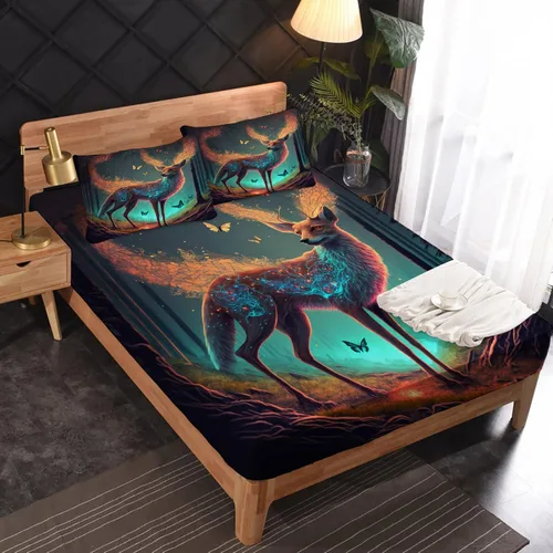 Miniatura 30 de Juego de sábanas de tamaño King, sábanas de conejo, sábanas de microfibra y fundas de almohada de 4 piezas, juego de sábanas con estampado colorido