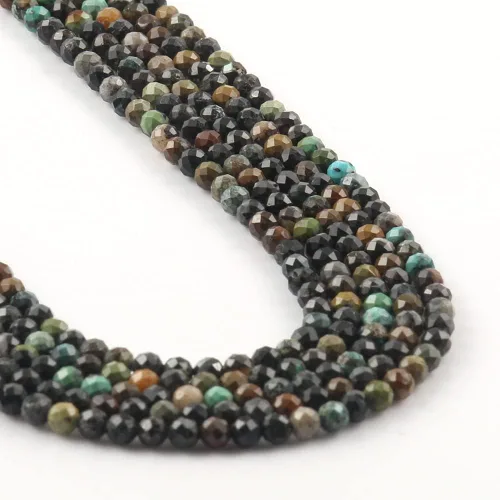 Miniatura 3 de 180 piezas 2mm Cuentas de piedras preciosas de turquesa africana natural facetada redonda suelta para hacer joyas