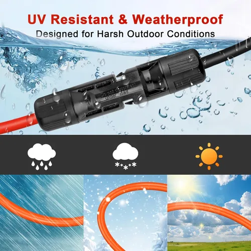 Miniatura 4 de XRDS -RF Cable de extensión solar de 5 pies, cobre estañado de 14AWG con conectores de panel solar, cables de derivación rojo y negro de 10AWG