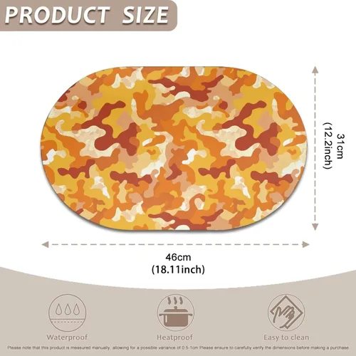 Miniatura 4 de Autumn Placemats Set of 2 Waterproof Wipeable 12X18 Inch Faux Leather Non Slip Heat Resistant Mats for Thanksgiving Dinner Outdoor Decor