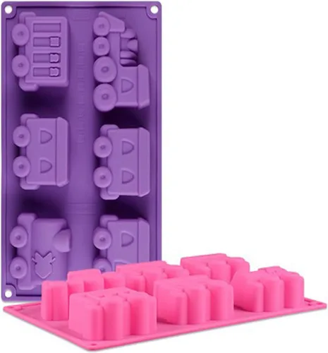 Miniatura 4 de Joyeee Molde de silicona para pastel de tren, 1 molde antiadherente de 6 cavidades para hornear para brownies de chocolate, tazas de magdalenas