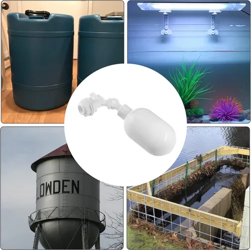 Miniatura 6 de Válvula de bola flotante de 4 piezas con conexión de tubo de conexión de 1/4, válvula de flotador de filtro ajustable de plástico para tanque