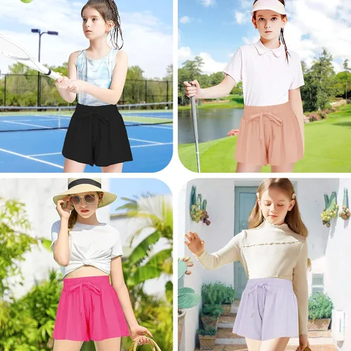 Miniatura 5 de Pantalones cortos fluidos de mariposa con bolsillo 2 en 1, pantalones cortos atléticos para correr, para niñas, niños, entrenamiento activo