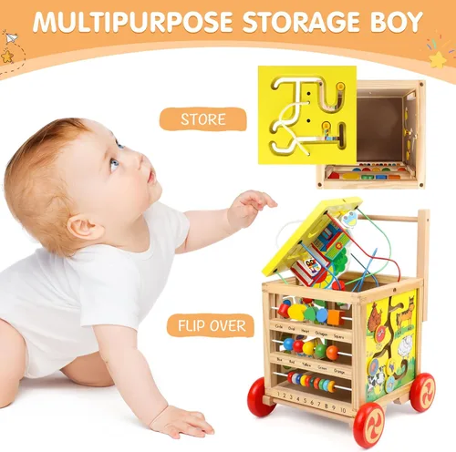Miniatura 6 de Cubo de actividades de madera 6 en 1 Montessori Educativo Aprendizaje Juguetes Sensoriales para 1 Año de 12-18 Meses Niños Niñas Regalos de Primer