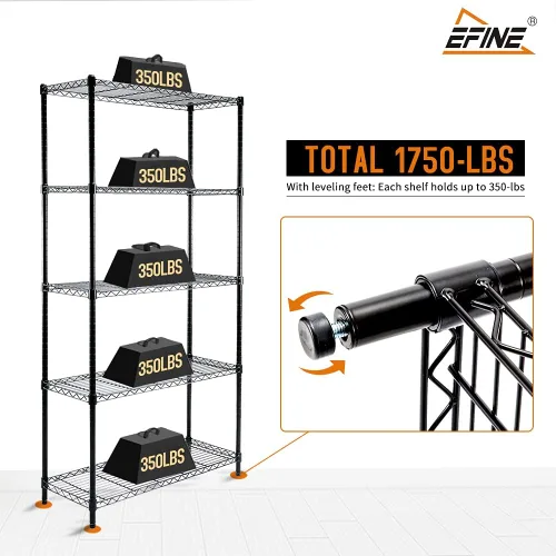 Miniatura 4 de EFINE - Estantería de 5 estantes con forros para estantes, certificado NSF, estantes ajustables de alambre de metal resistente, capacidad de carga