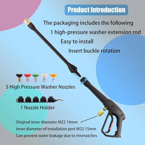 Miniatura 6 de Pistola de pulverización para lavadora a presión - para pistola de lavado a presión Ryobi M22-14MM y conectores de manguera M22-15MM - con 1 soporte