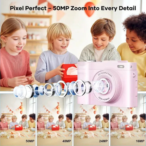Miniatura 2 de Cámara digital 4K para fotografía con enfoque automático, cámara compacta de 50 megapíxeles con pantalla giratoria de 180°, zoom digital 16X, cámara
