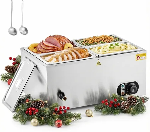 Miniatura 10 de WILPREP Calentador de alimentos comercial, calentador eléctrico de 1500 W para mostrador con control de temperatura ajustable de 86-185 °F