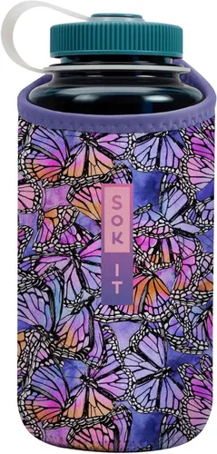 Miniatura 128 de Sok It BotlSok Funda para botella de agua con cubierta de neopreno aislante (Floral abstracto, se ajusta a CamelBak o Nalgene de 12 onzas)