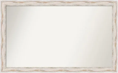 Miniatura 454 de Amanti Art Espejo de baño blanco para sobre el fregadero, 30 x 35 pulgadas, espejo de tocador rectangular estrecho de Eva de oro blanco, marco
