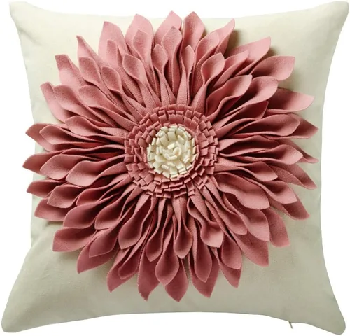 Miniatura 24 de OiseauVoler - Funda de cojín decorativa, hecha a mano, con girasol 3D, para sala de estar, hogar, cama, decoración de 18x18 pulgadas Azul-azul