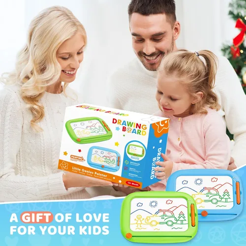 Miniatura 7 de Paquete de 2 tableros de dibujo magnéticos, juguetes para niños pequeños de 1-2 y 2-3 años, almohadilla de aprendizaje y educativa para escribir