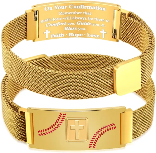 Miniatura 55 de Regalos de graduación, pulsera de fútbol, fútbol, baloncesto, béisbol, regalos de pulsera, pulseras de cruz de fe para hombres, bautismo, primera