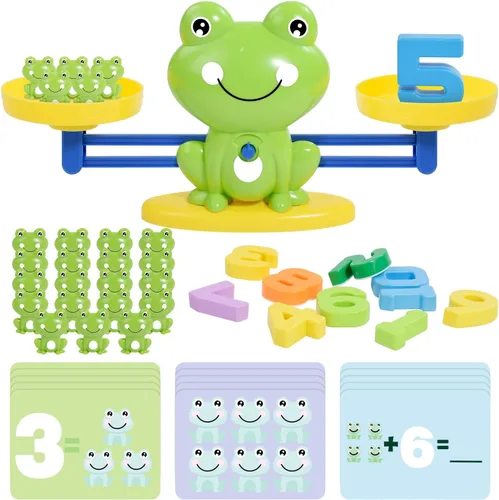 BAKAM Juguete de Balanza de Rana, Juegos de Bloques de Conteo de Números, Juegos de Matemáticas Montessori para Niños de 5 a 7 años, Actividades de