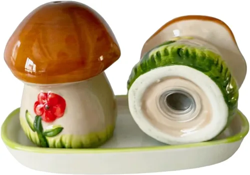 Miniatura 3 de Pintado a mano 3D cerámica sal y pimienta coctelera conjunto, setas