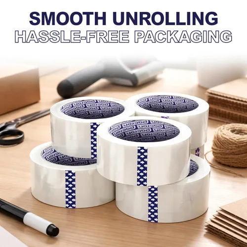 Miniatura 4 de Cinta de embalaje transparente de 2 milésimas de pulgada de grosor – 6 cintas de embalaje resistentes – 110 yardas de longitud, 660 yardas en total