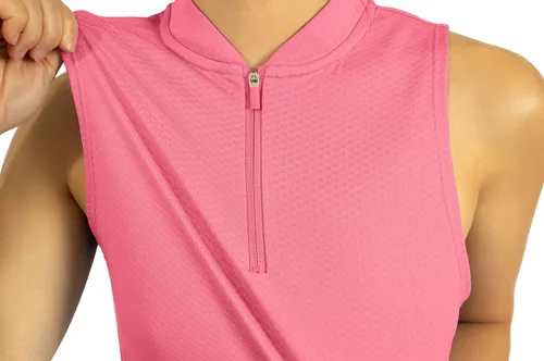 Miniatura 3 de Three Sixty Six Polo de golf sin mangas para mujer, sin cuello, con cremallera, de secado rápido, para mujer