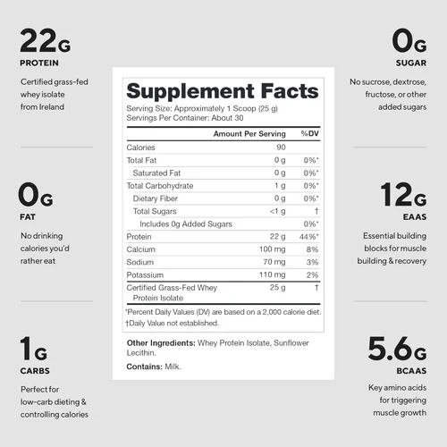 Miniatura 2 de Polvo de proteína de suero aislado de LEGION Whey+ de vacas alimentadas a pasto - Polvo de proteína de suero aislado de baja caloría, sin
