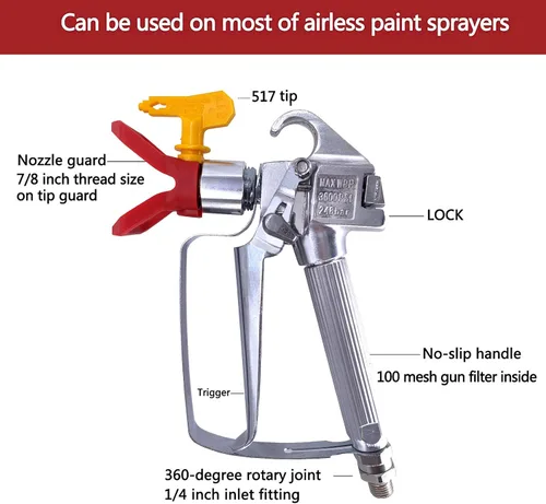Miniatura 6 de Kit de pistola de pintura sin aire, 9 piezas con 2 puntas 517 y protector de boquilla, 5 filtros de pistola pulverizadora de pintura sin aire