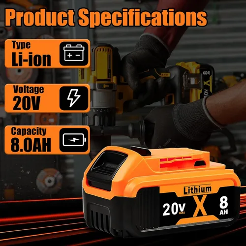 Miniatura 2 de Totoplus Reemplazo para Dewalt 20V Max Batería: Baterías de litio de 8.0Ah compatibles con Dewalt DCB200 Herramientas eléctricas inalámbricas