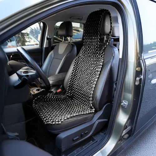 Miniatura 2 de ZONETECH Funda de asiento con cuentas para refrigeración, cojín de masaje, asiento de automóvil, cuentas de madera natural para semircamión